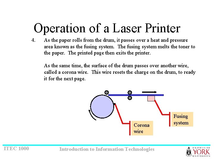 Operation of a Laser Printer 4. As the paper rolls from the drum, it