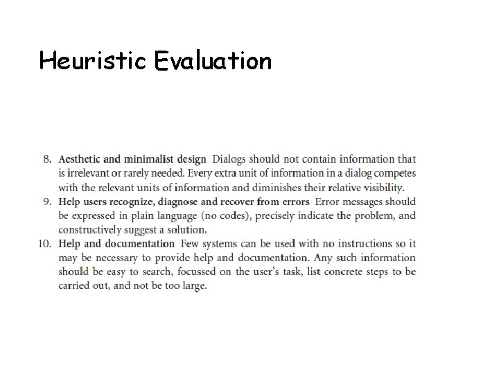 Heuristic Evaluation 