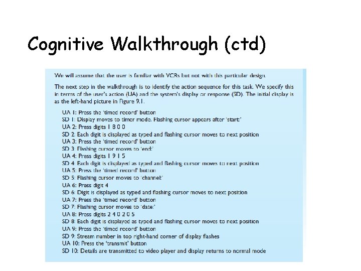 Cognitive Walkthrough (ctd) 