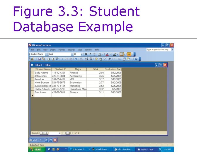 Figure 3. 3: Student Database Example 