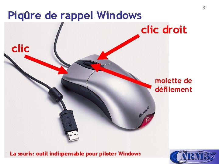 9 Piqûre de rappel Windows Le Bureau Windows clic droit clic molette de défilement