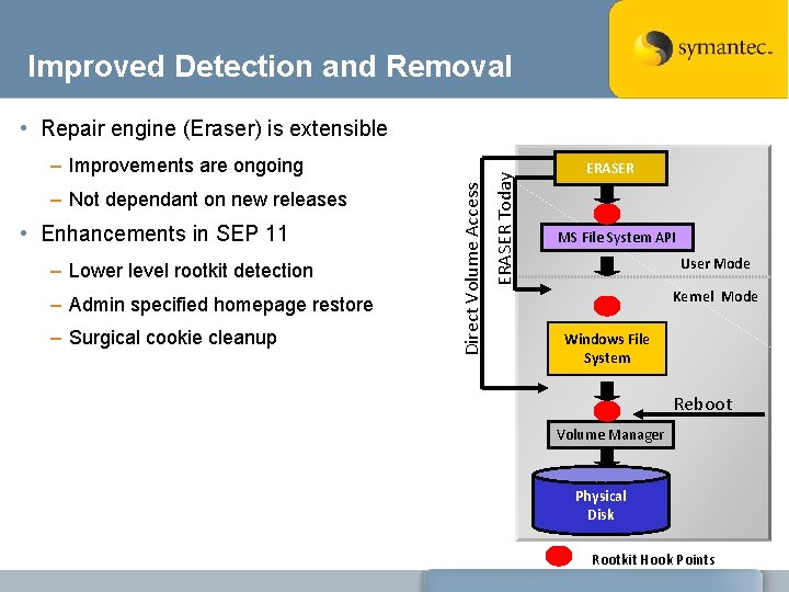 Improved Detection and Removal – Not dependant on new releases • Enhancements in SEP