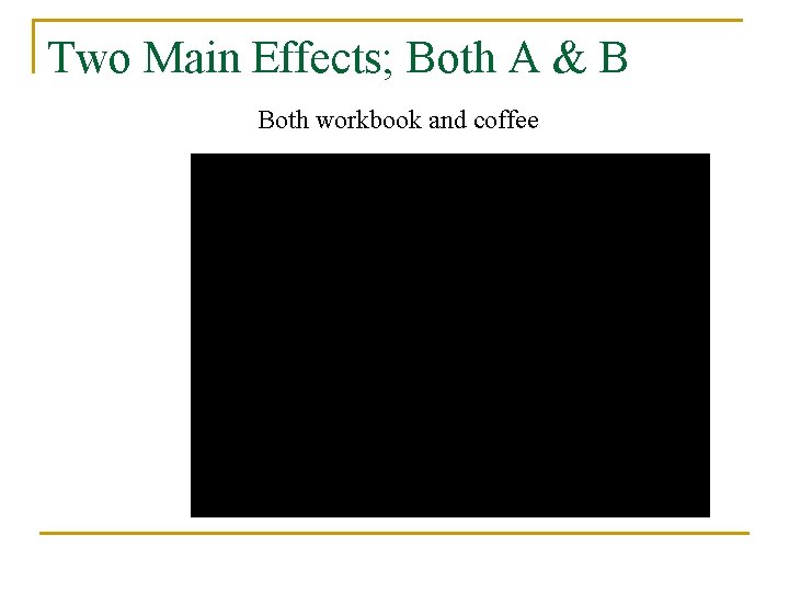 Two Main Effects; Both A & B Both workbook and coffee 