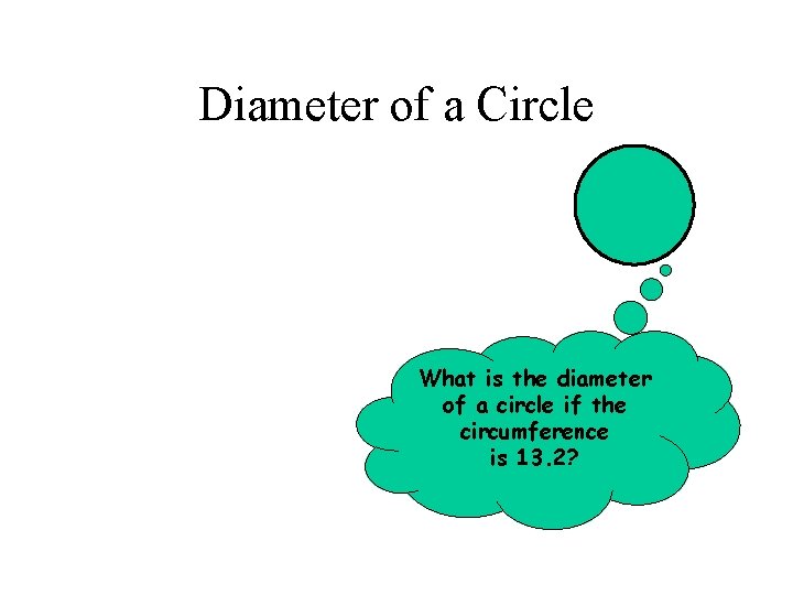 Diameter of a Circle What is the diameter of a circle if the circumference