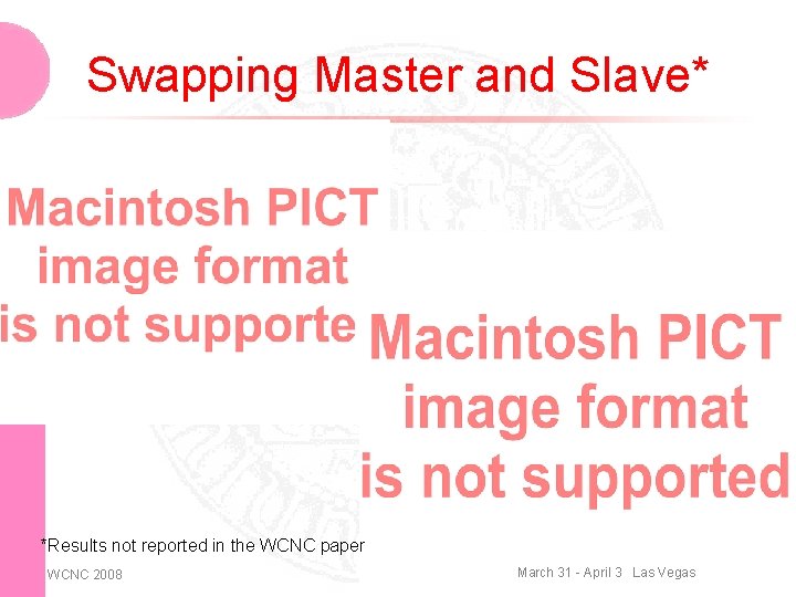 Swapping Master and Slave* *Results not reported in the WCNC paper WCNC 2008 March