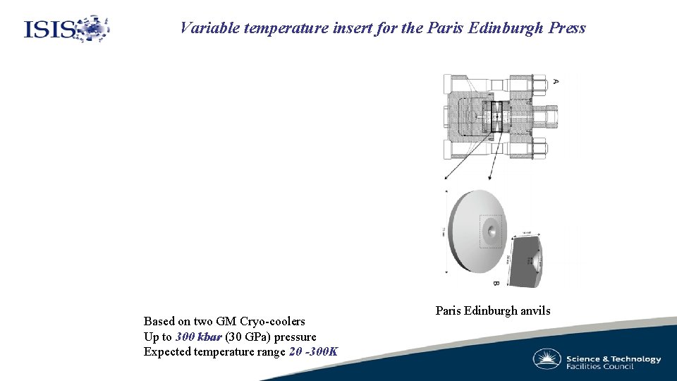 Variable temperature insert for the Paris Edinburgh Press Based on two GM Cryo-coolers Up