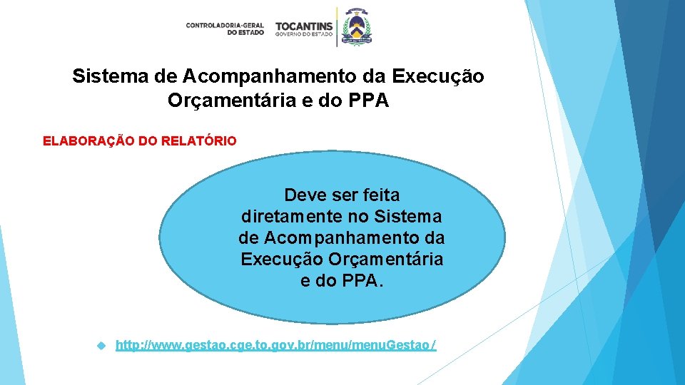 Sistema de Acompanhamento da Execução Orçamentária e do PPA ELABORAÇÃO DO RELATÓRIO Deve ser