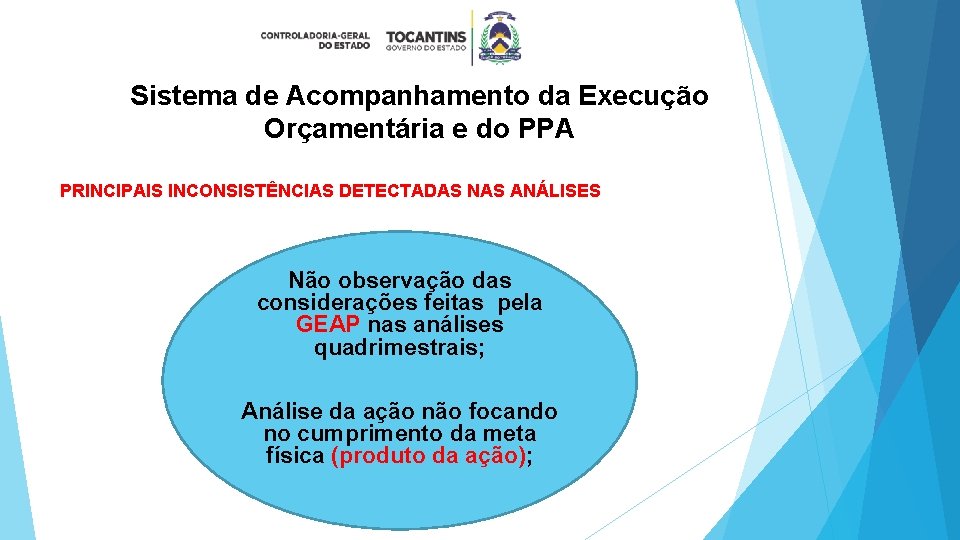 Sistema de Acompanhamento da Execução Orçamentária e do PPA PRINCIPAIS INCONSISTÊNCIAS DETECTADAS NAS ANÁLISES