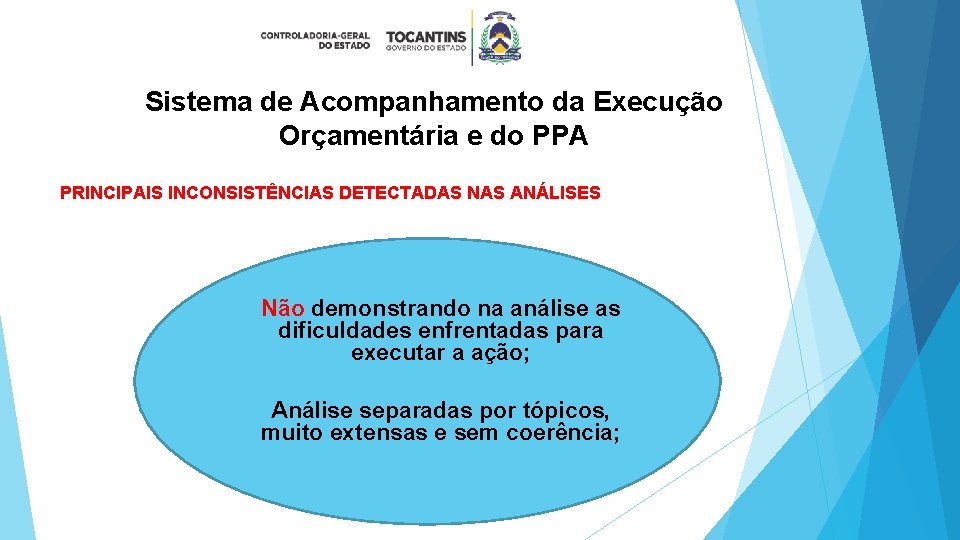 Sistema de Acompanhamento da Execução Orçamentária e do PPA PRINCIPAIS INCONSISTÊNCIAS DETECTADAS NAS ANÁLISES
