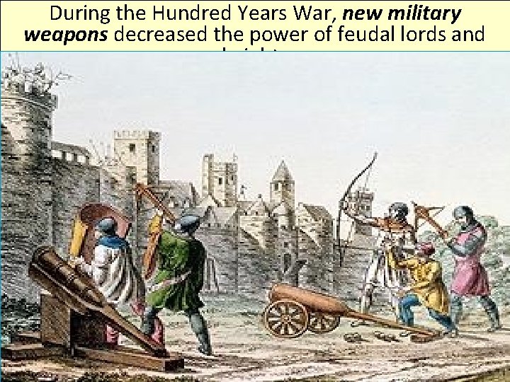 During the Hundred Years War, new military weapons decreased the power of feudal lords