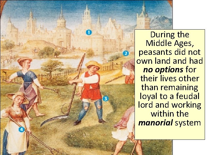 During the Middle Ages, peasants did not own land had no options for their