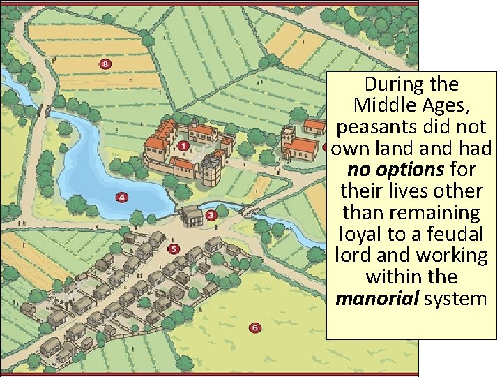 During the Middle Ages, peasants did not own land had no options for their