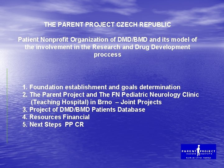 THE PARENT PROJECT CZECH REPUBLIC Patient Nonprofit Organization of DMD/BMD and its model of THE PARENT PROJECT CZECH REPUBLIC Patient Nonprofit Organization of DMD/BMD and its model of