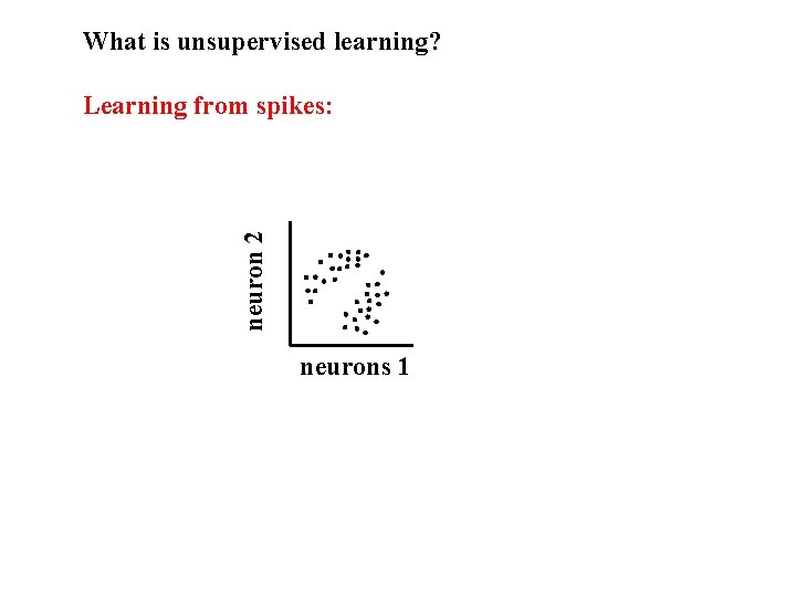 What is unsupervised learning? neuron 2 Learning from spikes: neurons 1 