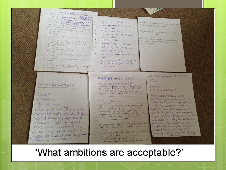‘What ambitions are acceptable? ’ 