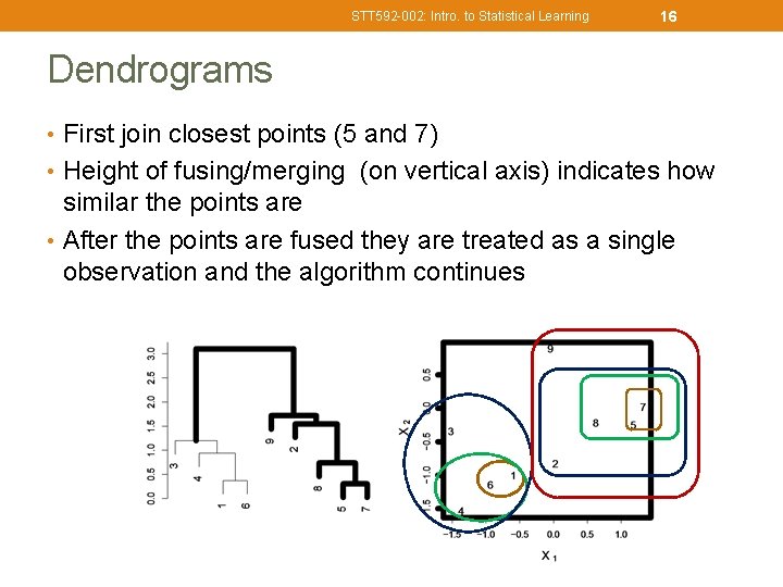 STT 592 -002: Intro. to Statistical Learning 16 Dendrograms • First join closest points