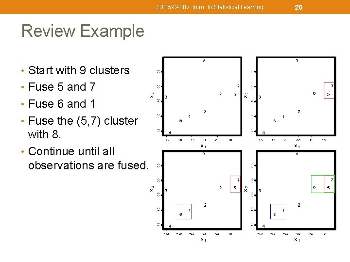 STT 592 -002: Intro. to Statistical Learning Review Example • Start with 9 clusters