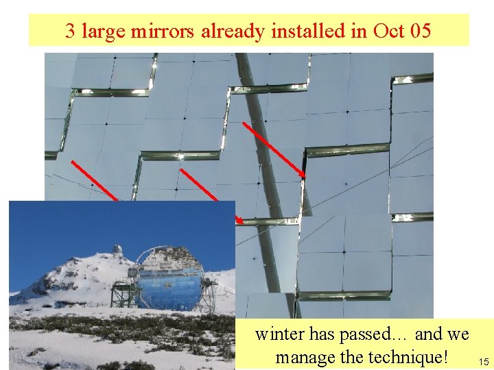 3 large mirrors already installed in Oct 05 winter has passed… and we manage