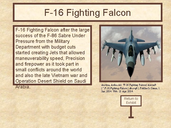 F-16 Fighting Falcon after the large success of the F-86 Sabre Under Pressure from