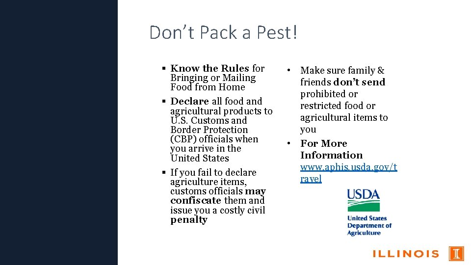 Don’t Pack a Pest! Know the Rules for Bringing or Mailing Food from Home