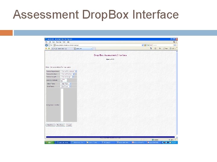 Assessment Drop. Box Interface 