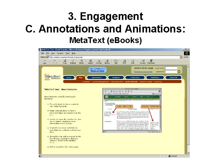 3. Engagement C. Annotations and Animations: Meta. Text (e. Books) 