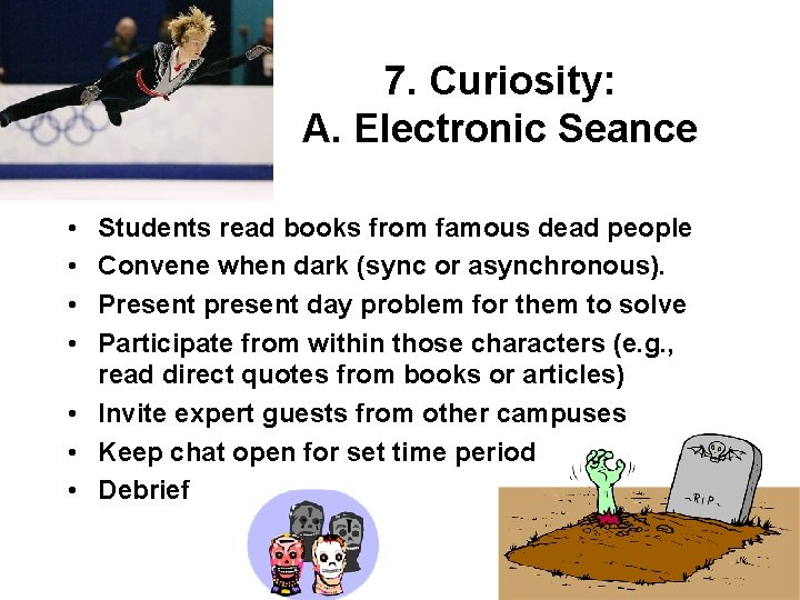 7. Curiosity: A. Electronic Seance • • Students read books from famous dead people