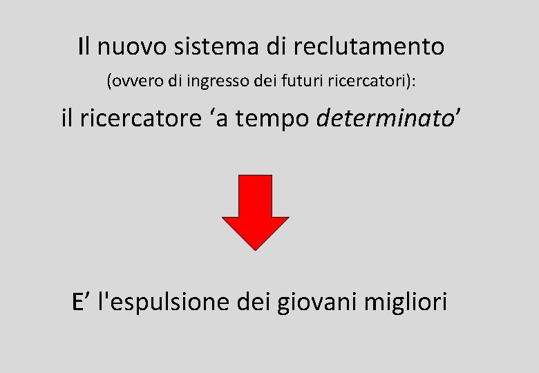 Il nuovo sistema di reclutamento (ovvero di ingresso dei futuri ricercatori): il ricercatore ‘a