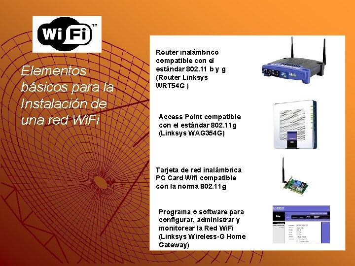 Elementos básicos para la Instalación de una red Wi. Fi Router inalámbrico compatible con