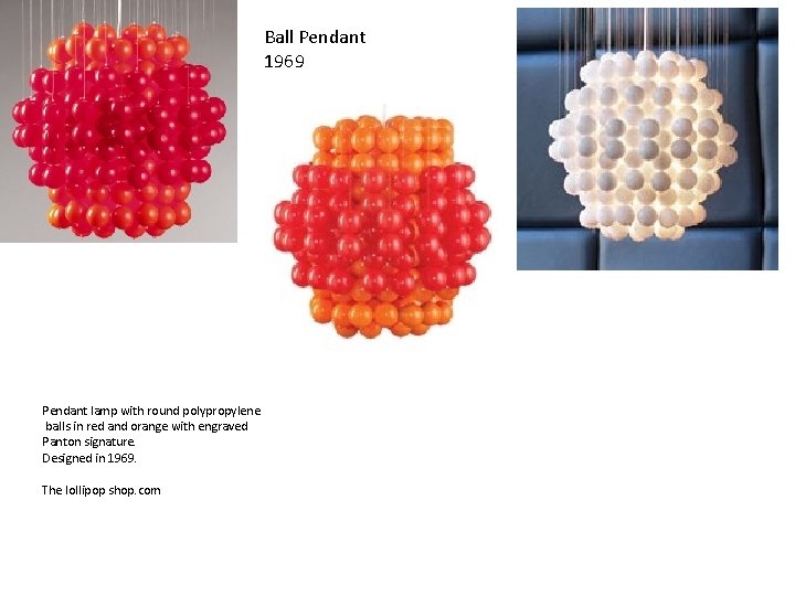 Ball Pendant 1969 Pendant lamp with round polypropylene balls in red and orange with