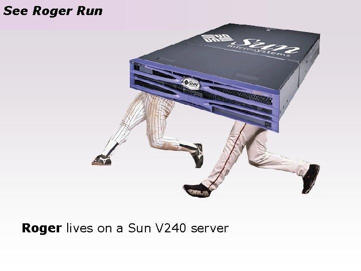 See Roger Run Roger lives on a Sun V 240 server 