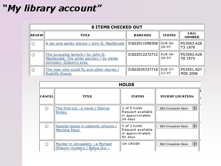 “My library account” 