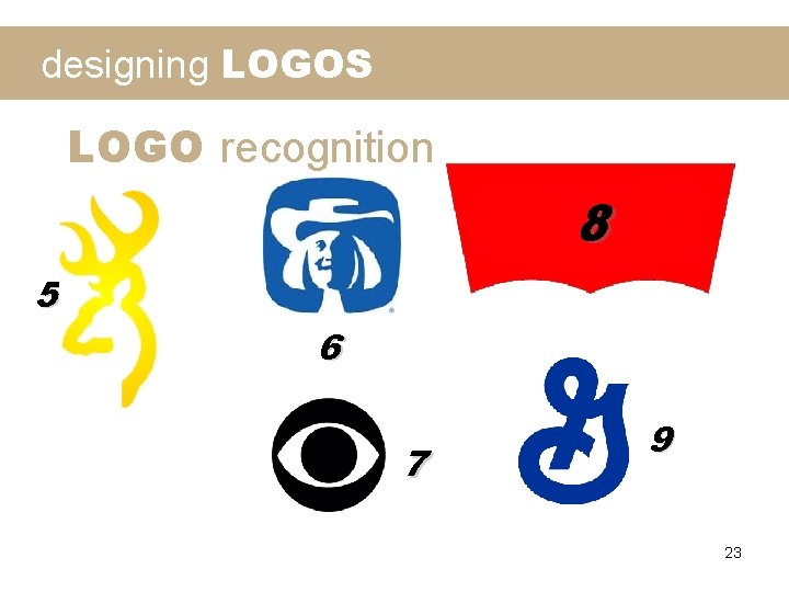 designing LOGOS LOGO recognition 8 5 6 7 9 23 