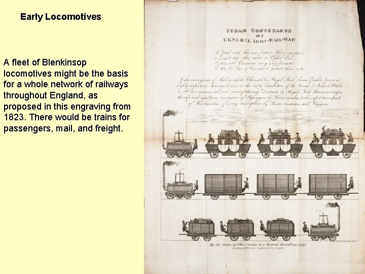 Early Locomotives A fleet of Blenkinsop locomotives might be the basis for a whole