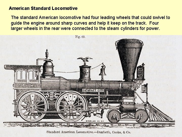 American Standard Locomotive The standard American locomotive had four leading wheels that could swivel