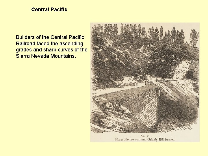 Central Pacific Builders of the Central Pacific Railroad faced the ascending grades and sharp