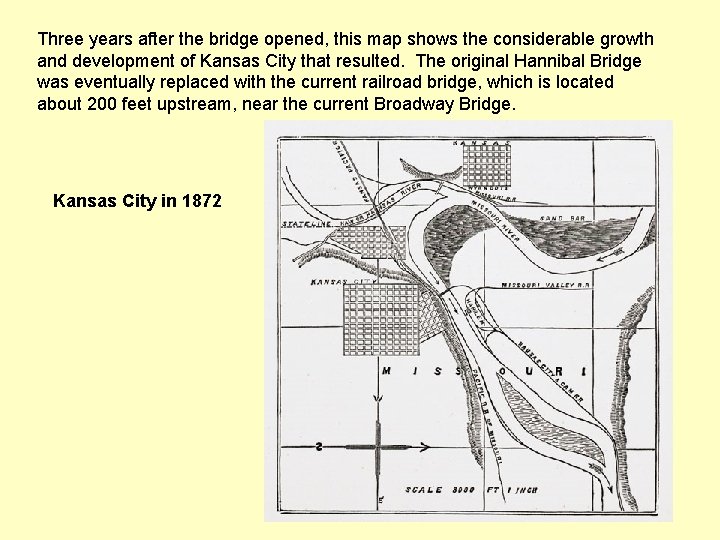 Three years after the bridge opened, this map shows the considerable growth and development