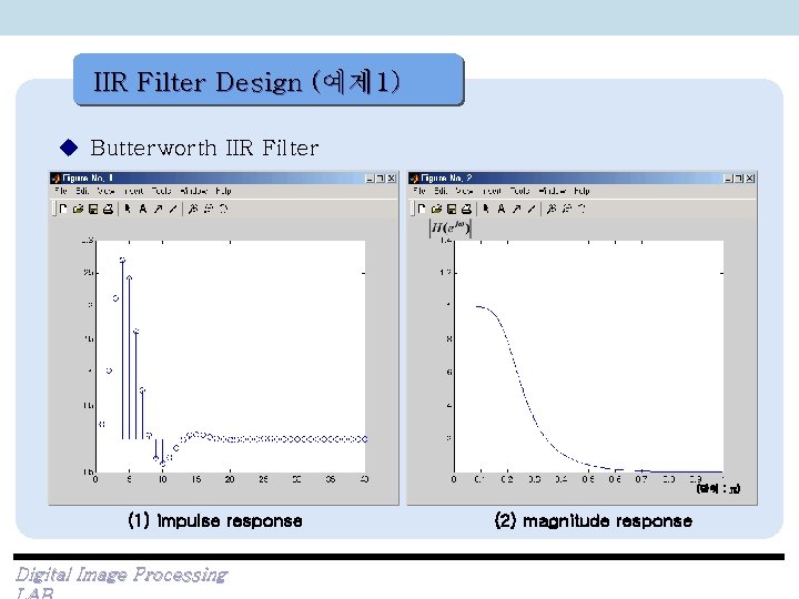 IIR Filter Design (예제 1) u Butterworth IIR Filter (단위 : π) (1) impulse