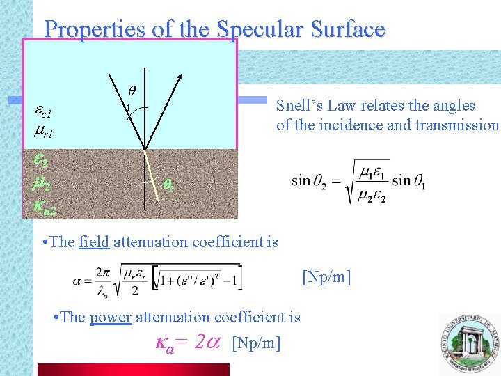 Properties of the Specular Surface ec 1 mr 1 e 2 m 2 ka