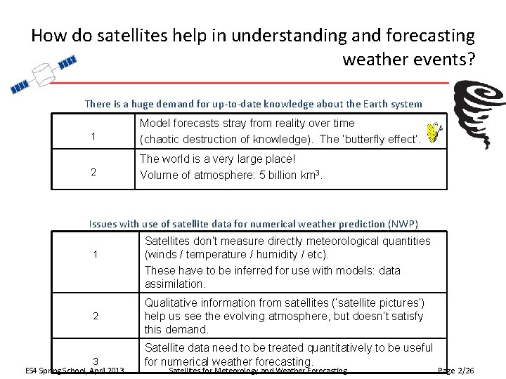 How do satellites help in understanding and forecasting weather events? There is a huge