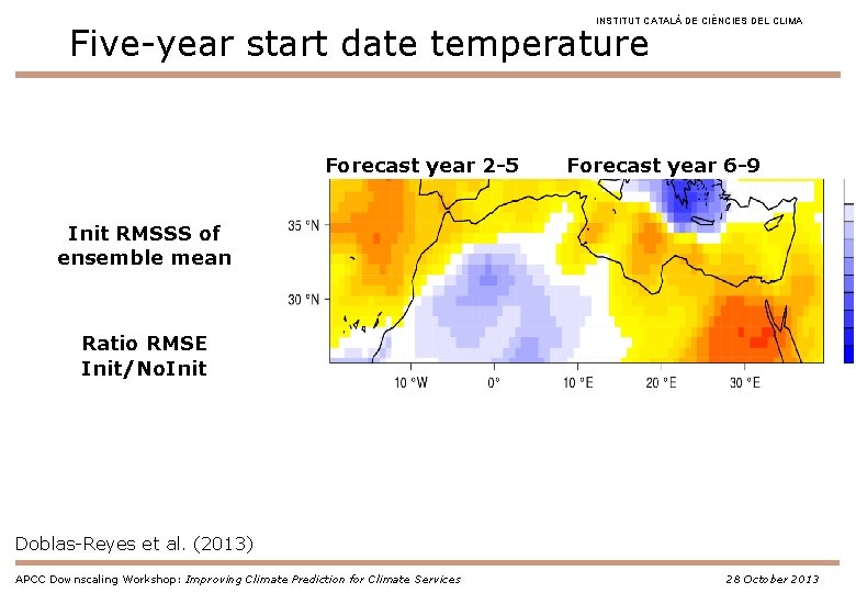 INSTITUT CATALÀ DE CIÈNCIES DEL CLIMA Five-year start date temperature Forecast year 2 -5