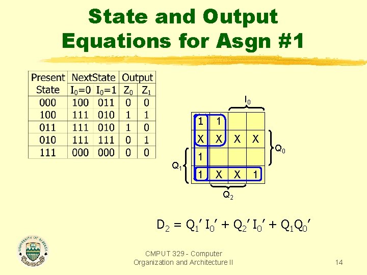 State and Output Equations for Asgn #1 I 0 Q 1 1 1 X