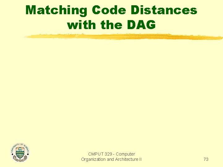 Matching Code Distances with the DAG CMPUT 329 - Computer Organization and Architecture II