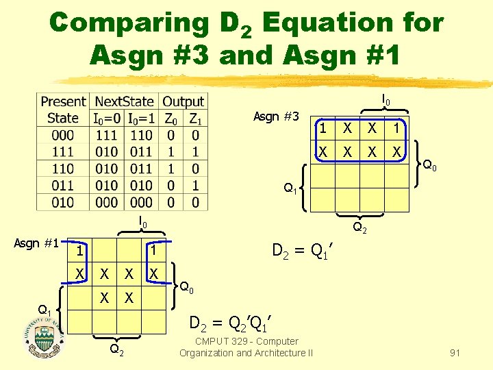 Comparing D 2 Equation for Asgn #3 and Asgn #1 I 0 Asgn #3