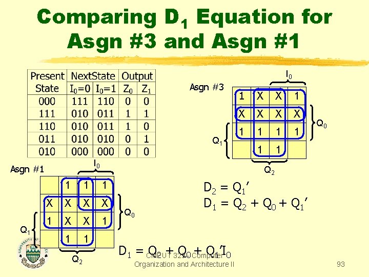 Comparing D 1 Equation for Asgn #3 and Asgn #1 I 0 Asgn #3