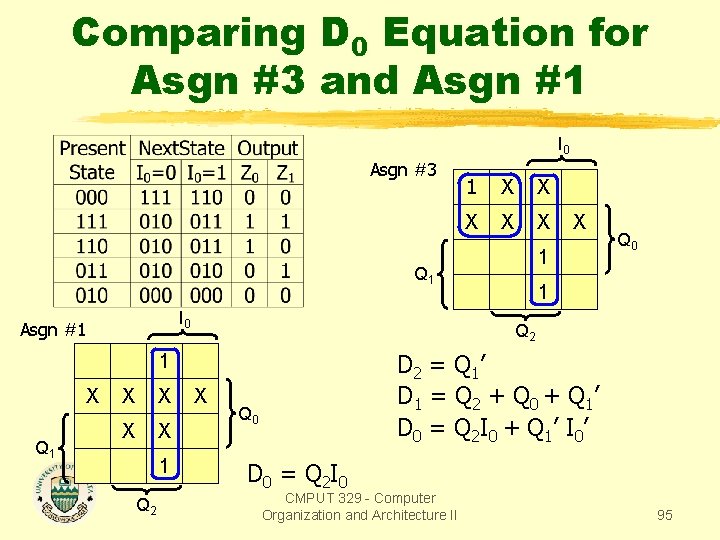 Comparing D 0 Equation for Asgn #3 and Asgn #1 I 0 Asgn #3