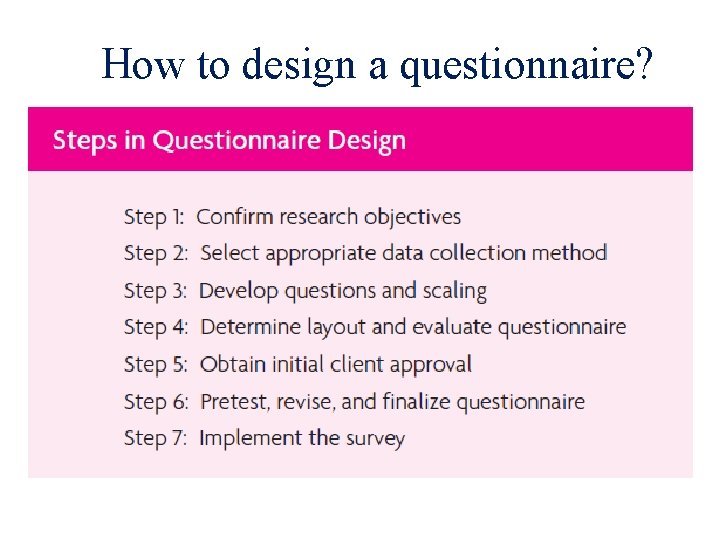 How to design a questionnaire? 