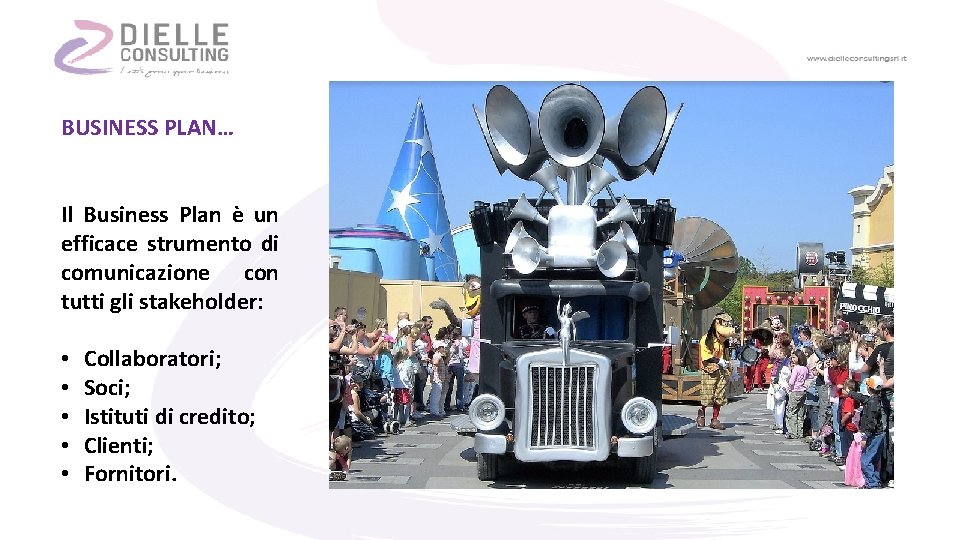 BUSINESS PLAN… Il Business Plan è un efficace strumento di comunicazione con tutti gli
