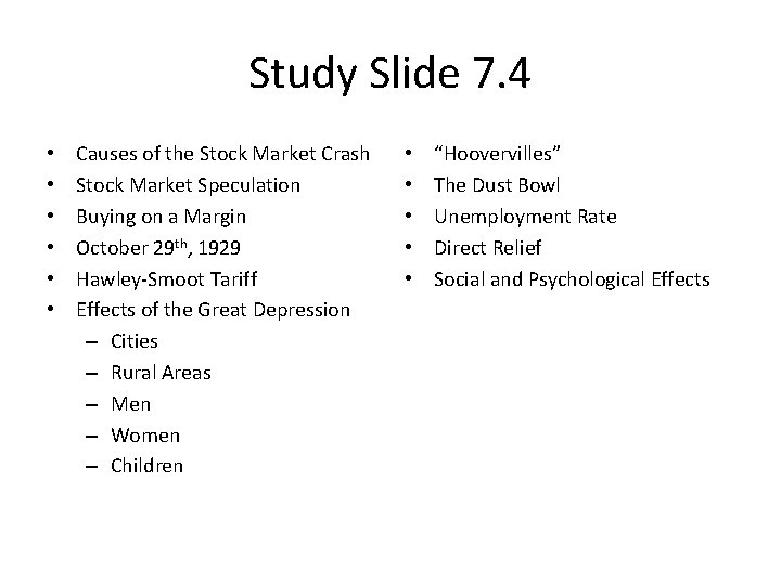 Study Slide 7. 4 • • • Causes of the Stock Market Crash Stock Study Slide 7. 4 • • • Causes of the Stock Market Crash Stock