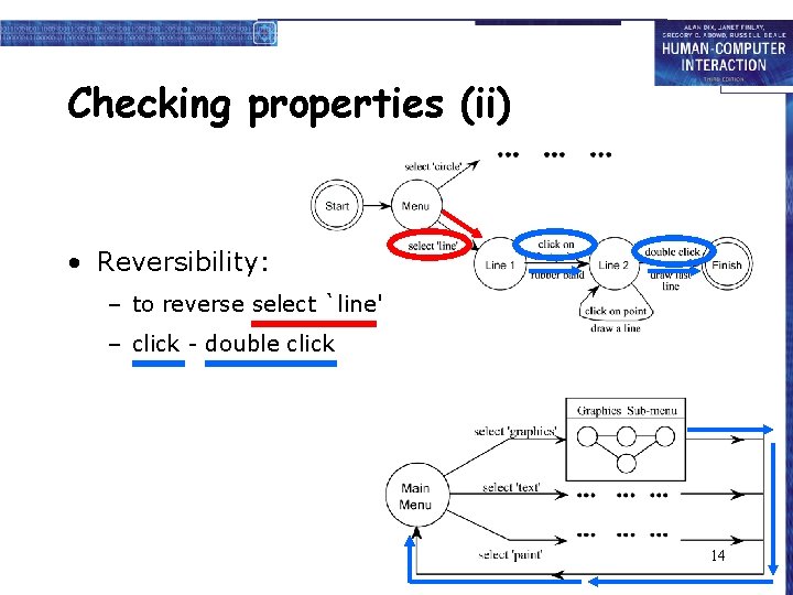 Checking properties (ii) • Reversibility: – to reverse select `line' – click - double